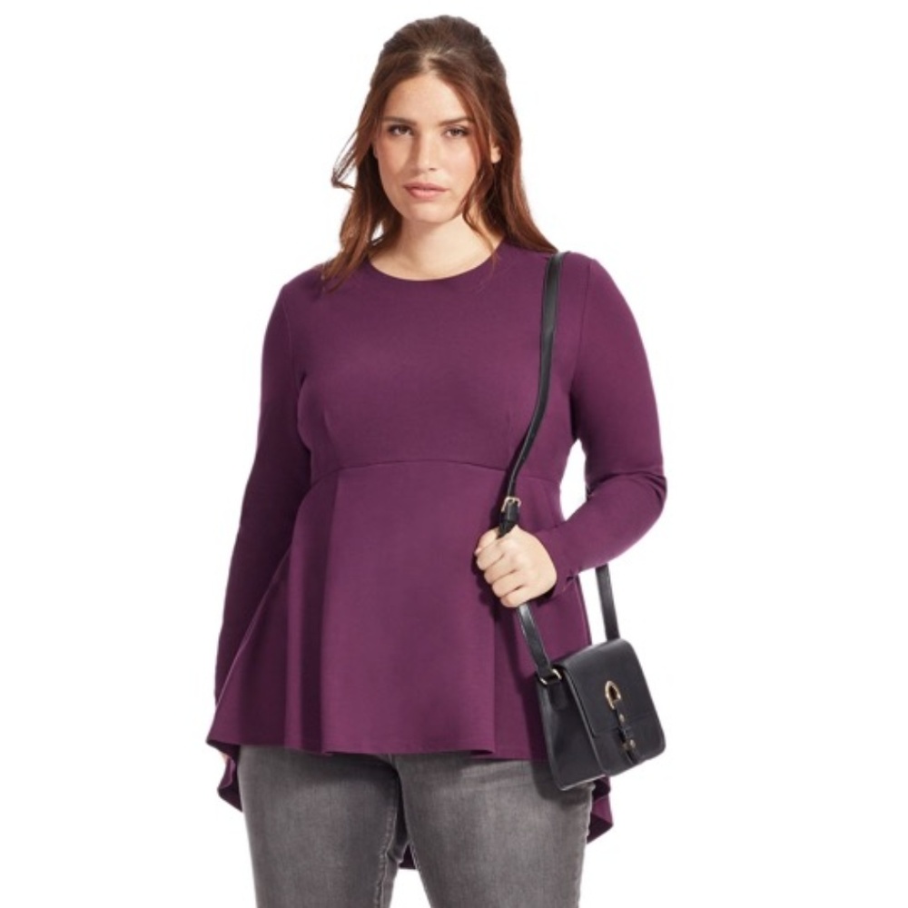 Seven7 Purple Peplum Top with Back Zipper